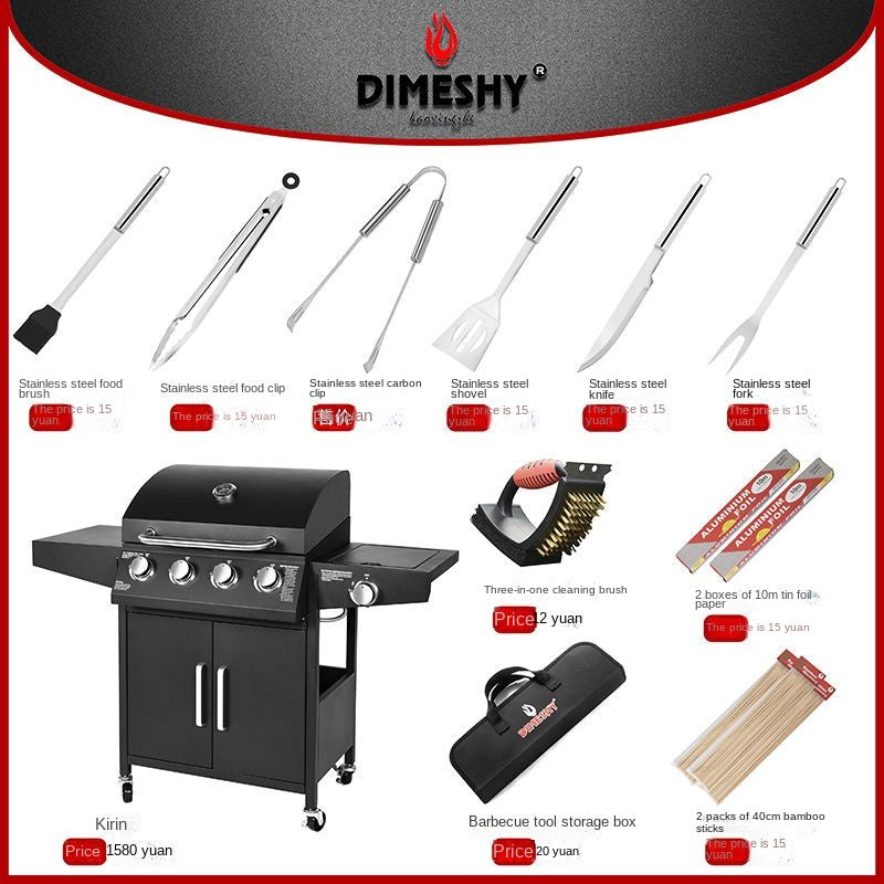 Gas 4+1 burner BBQ Grill DIMESHY with complete set accessories