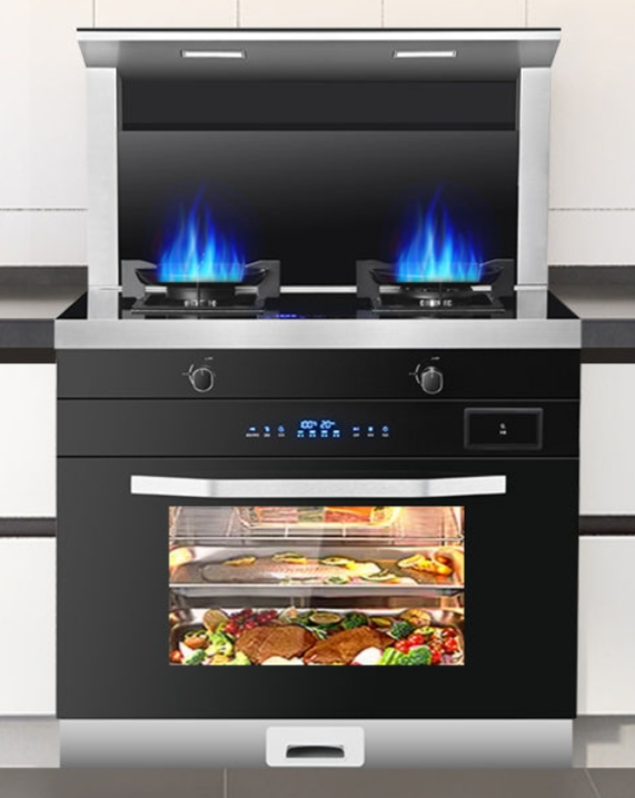 Haotaitai 900mm Roast and Steam combi Oven cabinet integrated gas stove range hood