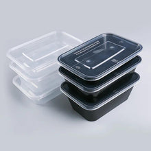Load image into Gallery viewer, Disposable rectangular lunch box transparent tape cover thickened plastic take away fast food lunch box bento bowl
