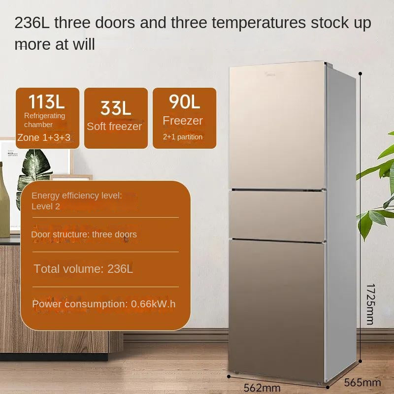 Midea Refrigerator 236L 3 doors no frost MR-247WTE 2class energy