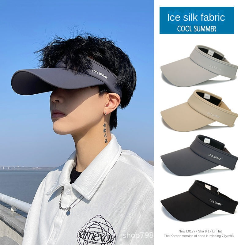 Sun Hat Men's New Summer Sun-Proof Face-Looking Small Uv-Proof Sun Hat Running Sports Peaked Cap Topless Hat