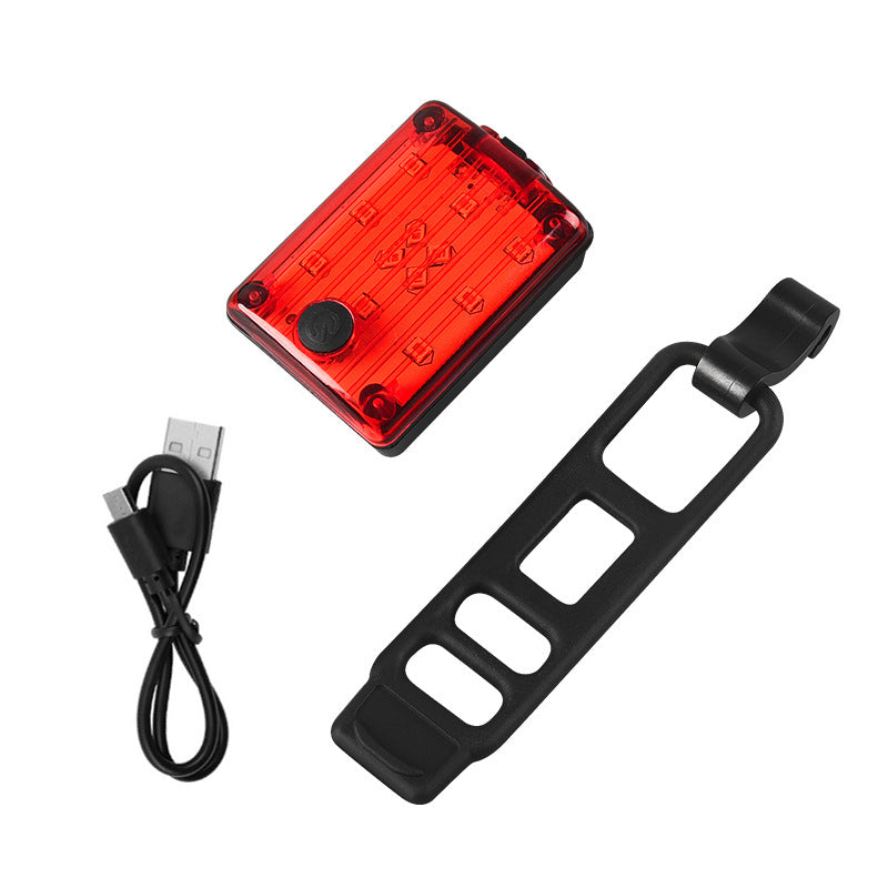 Bicycle Taillight Road Bike Bright Safety Alarm Lamp Outdoor USB Rechargeable Flash Light Mountain Bike Riding Light
