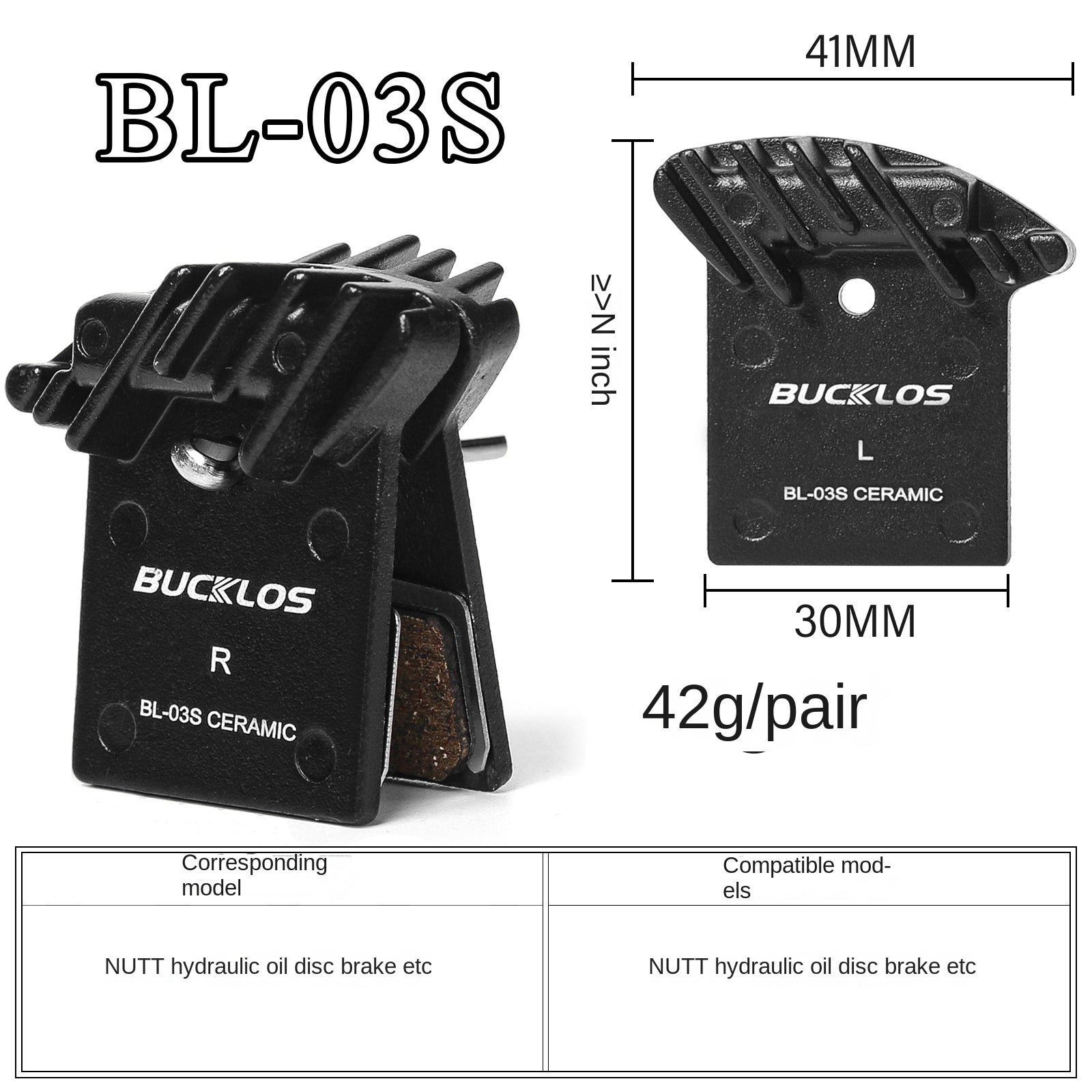 BUCKLOS Mountain Bike Brake Pads Ceramic Cooling Disc Brake Pads N03A/N04C/L05A/J04C