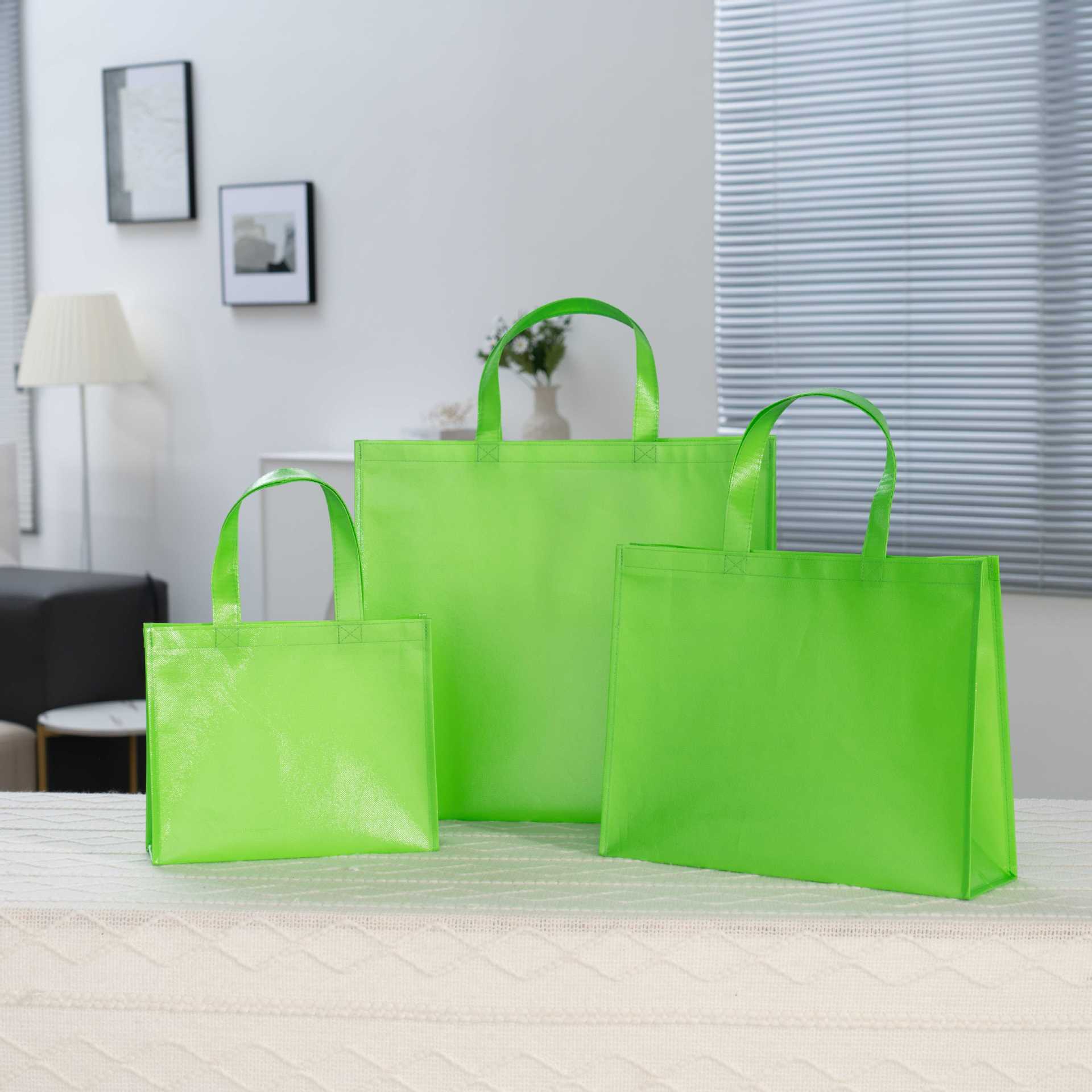 Simple All-Match Film Non-Woven Fabric Handbag Thickened Clothing Store Shopping Bag Custom Advertising Printed Logo