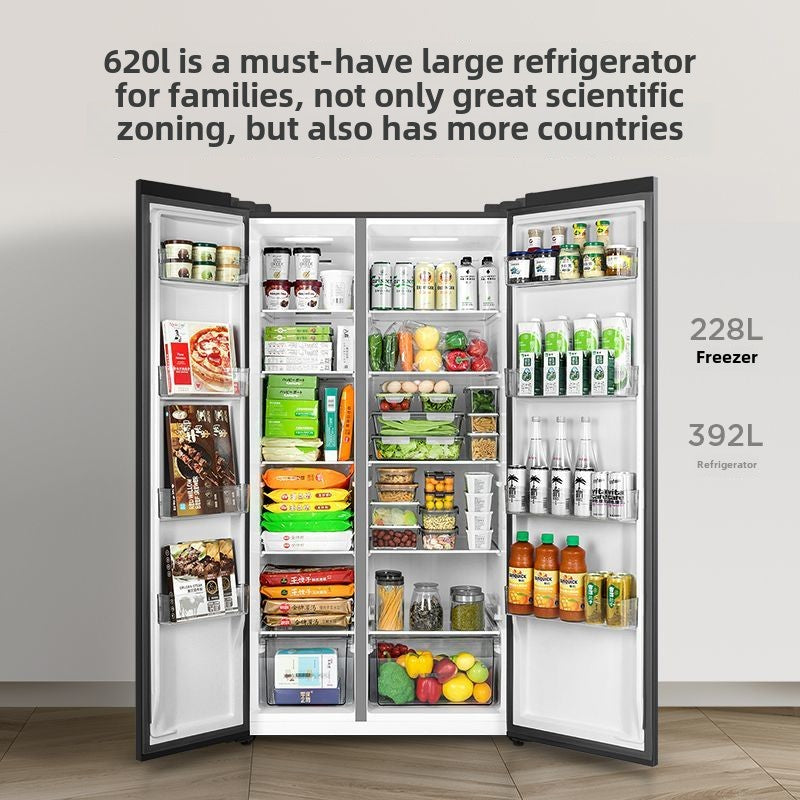 TCL Refrigerator 620 Liters Ultra-Large Capacity Double Door Air Cooling Frostless First-Class Frequency Conversion Energy-Saving Ultra-Thin Refrigerator Household