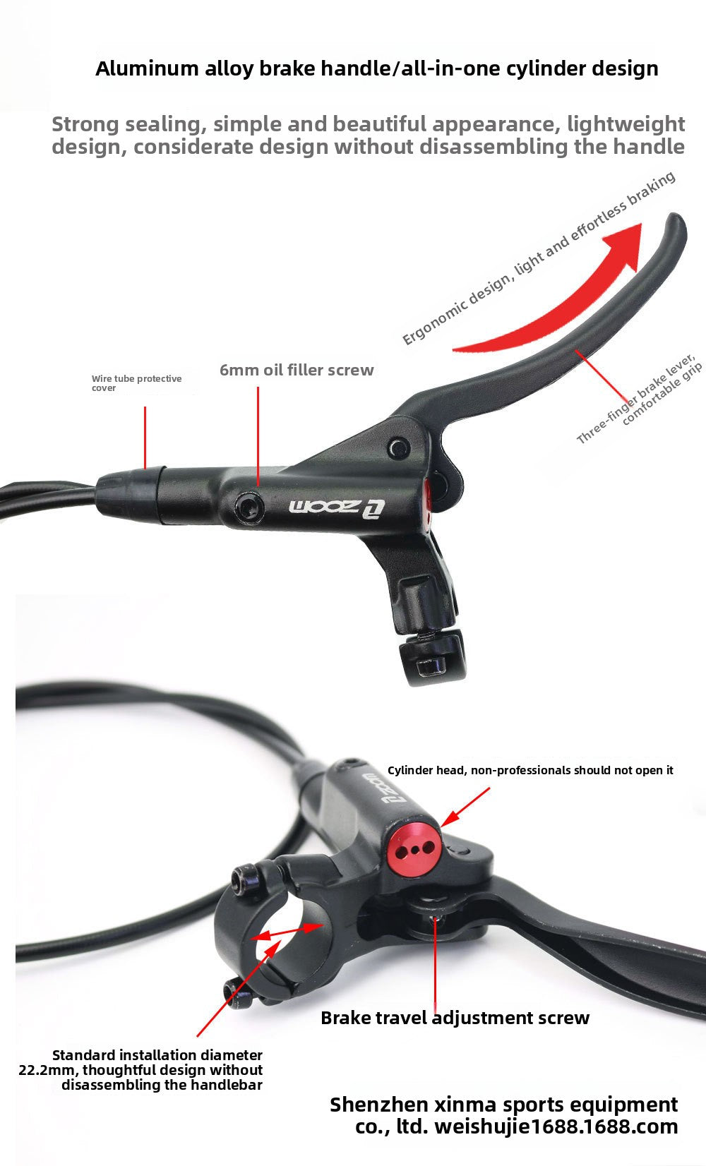 ZOOMHB876 Four-Piston Oil Brake Mountain Bike Front and Rear Oil Disc Brake Pads Disc Bilateral Brake Hydraulic Brake