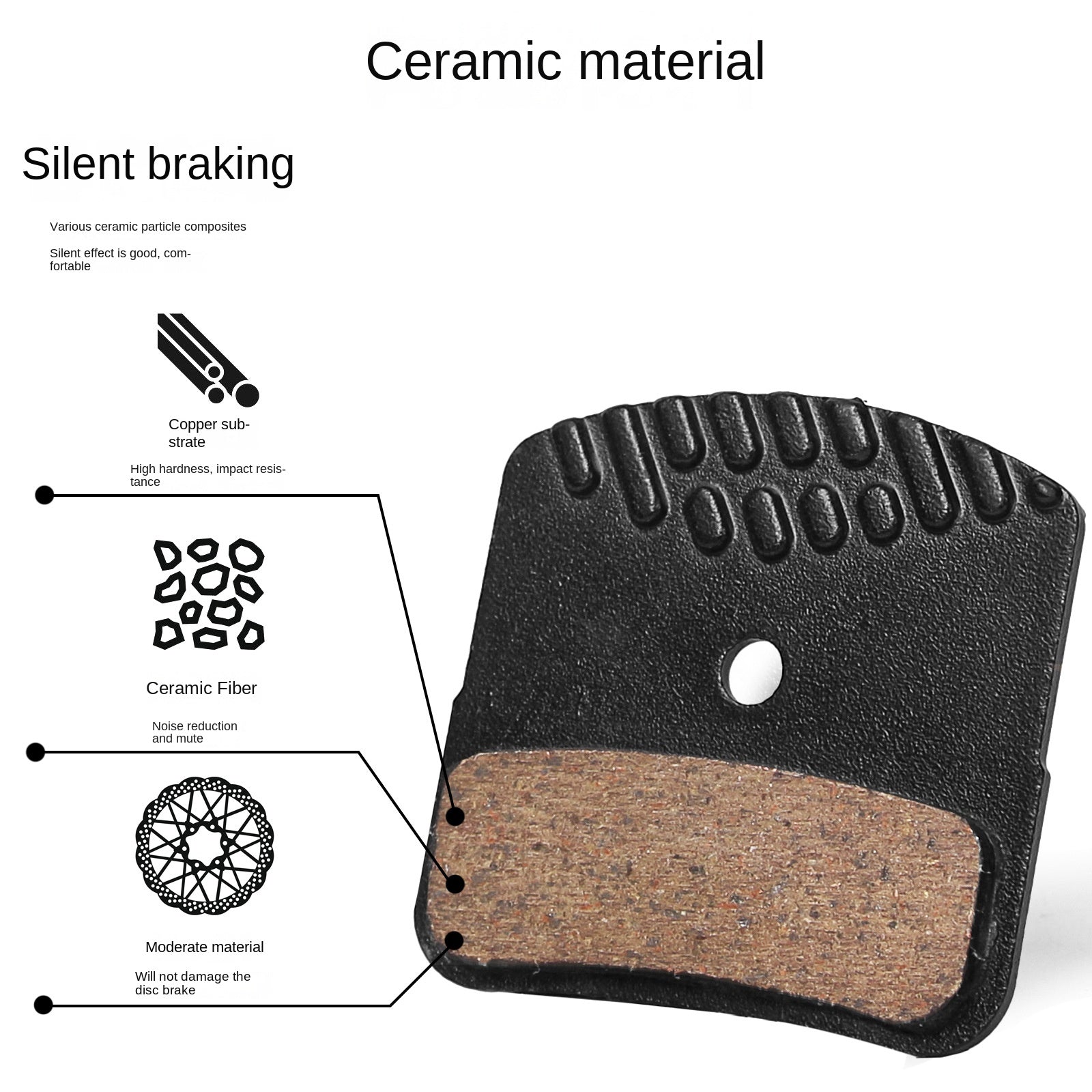 BUCKLOS Mountain Bike Brake Pads Ceramic Cooling Disc Brake Pads N03A/N04C/L05A/J04C