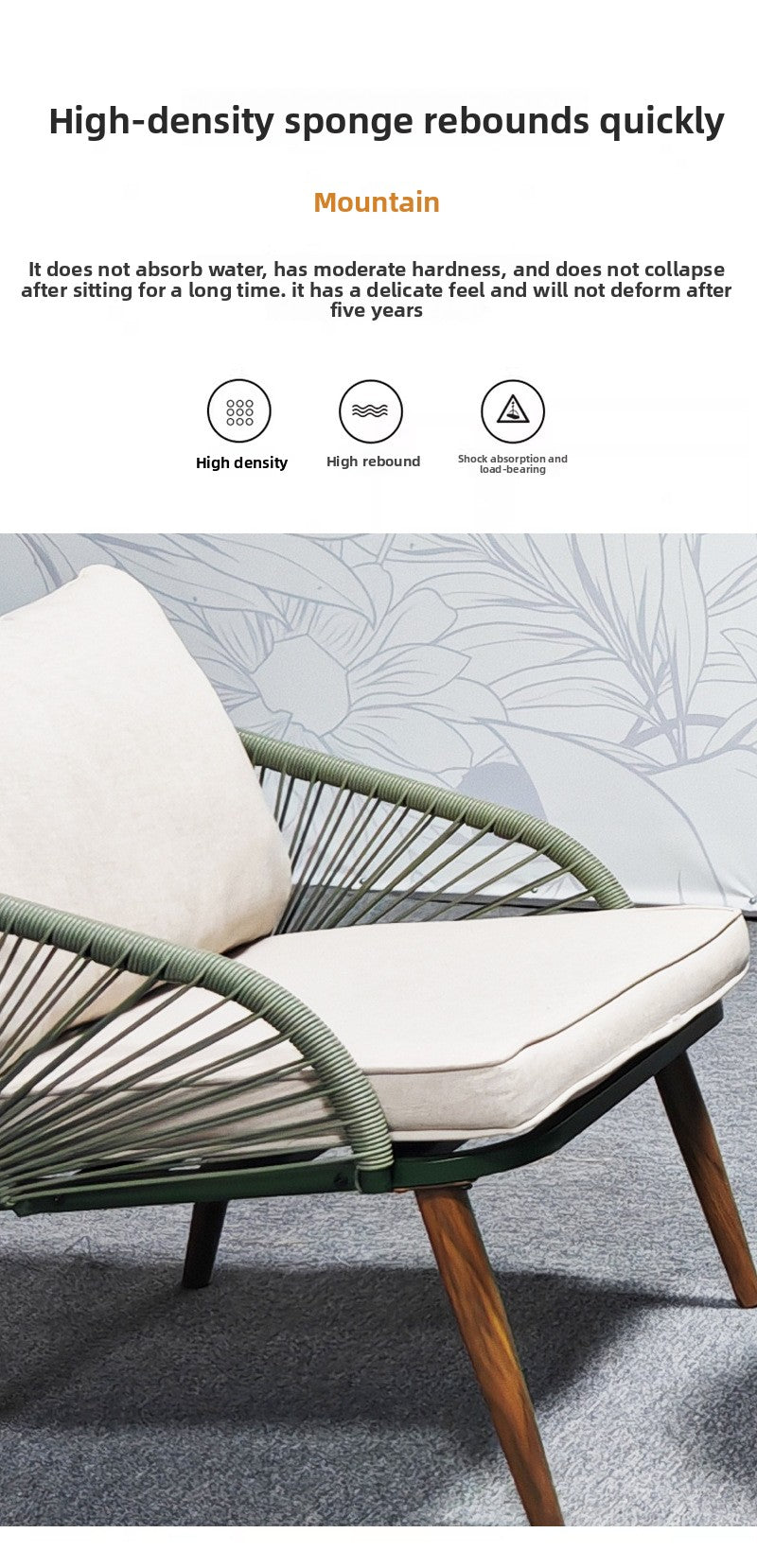 PE Imitation Rattan Sofa Coffee Table and Chair Set Waterproof Sunproof Insectproof Villa Courtyard Balcony Outdoor Leisure Sofa