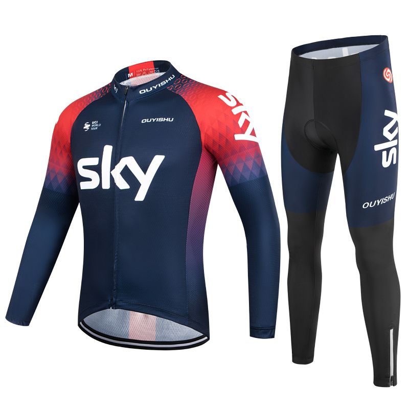 New Sky Cycling Clothing Men's Spring and Summer Thin Long-Sleeved Bicycle Shirt Breathable Slim Road Clothing Sun Protection