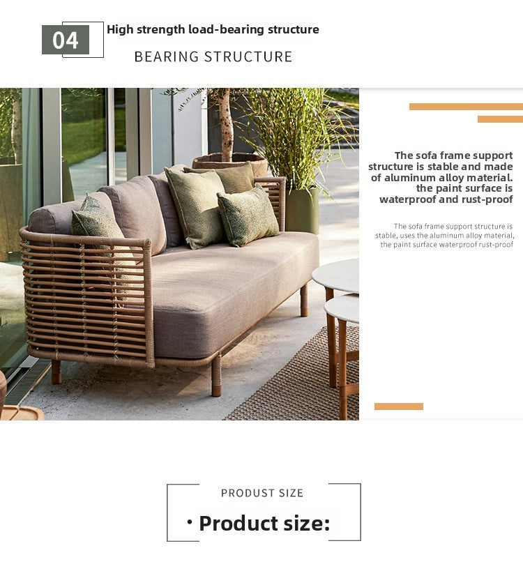 Outdoor Rattan Sofa Courtyard Leisure Outdoor Balcony Rattan Chair Sunproof Waterproof Homestay Sunroom Combination Furniture