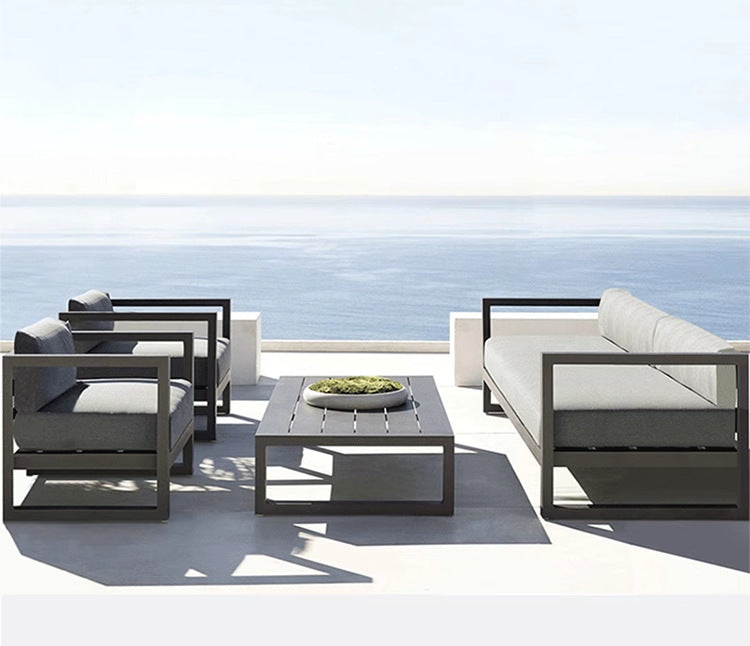 Outdoor Sofa for Courtyard Garden, Simple Modern Waterproof and Sunproof Aluminum Alloy Balcony Sofa, Outdoor Terrace Sofa