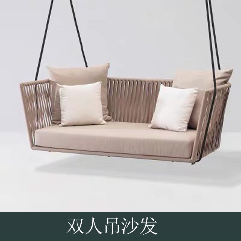 Outdoor Sofa Sunproof Waterproof Leisure Living Room Balcony Outdoor Courtyard Coffee Table Three-Person Rattan Furniture Homestay Rattan Chair