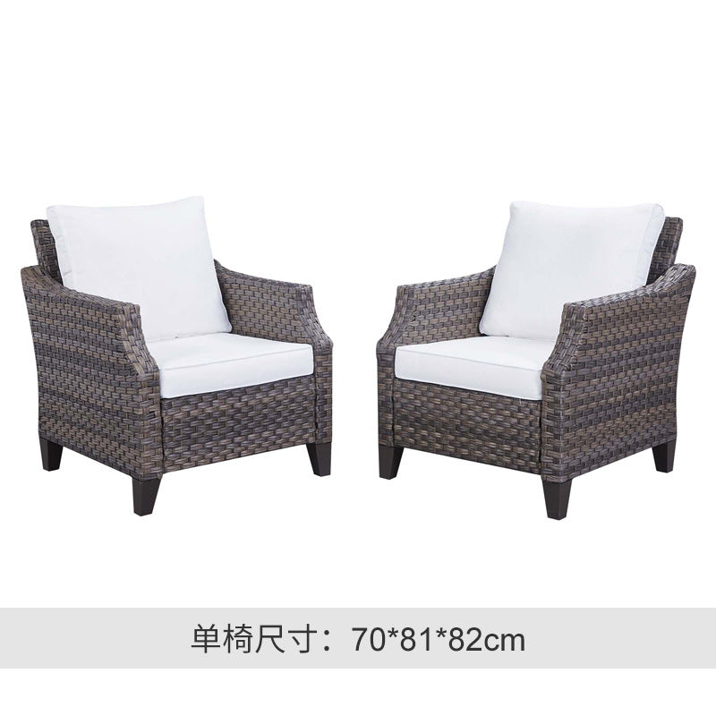 Cross-Border Outdoor Rattan Sofa Set Courtyard Combination Sunproof Waterproof Three-Person Rattan Chair Outdoor Furniture Garden Sofa