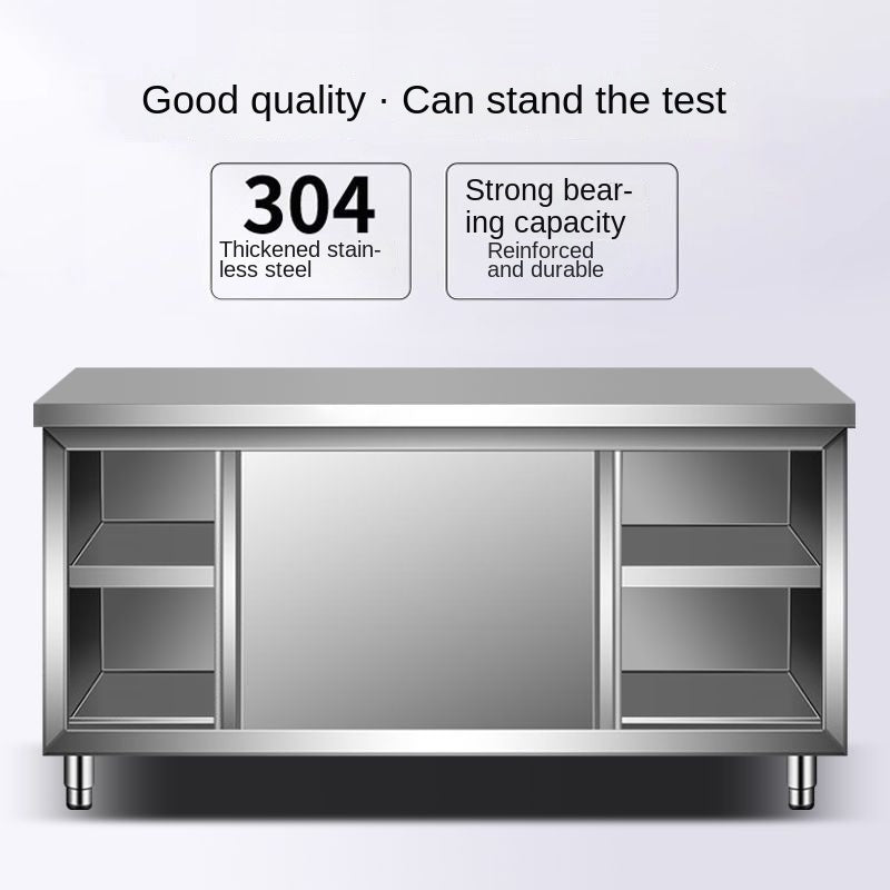 304 Overall Welding Thickened Stainless Steel Workbench Commercial Catering Vegetable Cutting Cabinet Assembly-Free Kitchen Console