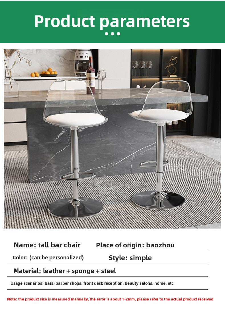 Bar Stool Light Luxury Acrylic Transparent Bar Chair Adjustable Rotating Home High Stool Company Front Desk Bar Chair