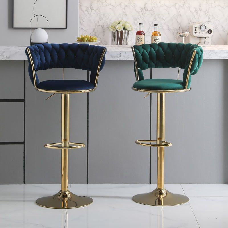 Light Luxury Bar Stool Adjustable Rotating Home Use Backrest High Stool Simple Creative Bar Chair Internet Celebrity Woven Chair