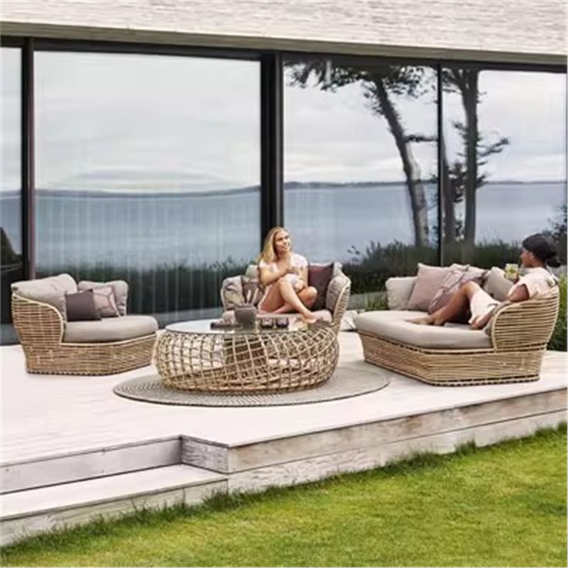 Outdoor Sofa Set for Courtyard, Hotel Terrace, Villa, Homestay, Leisure Rattan Chair, Waterproof and Sunproof Rattan Furniture