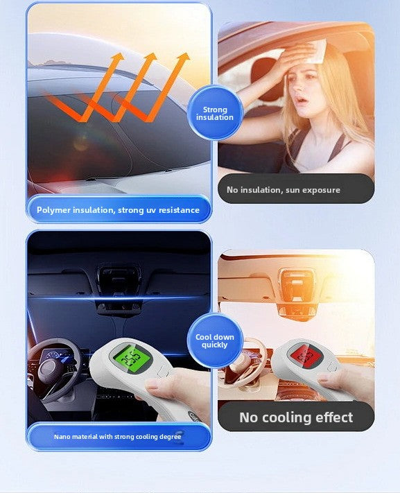 Summer Car Sunshade Silver Coated Cloth Sun Protection Car Heat Insulation Car Interior Anti-Glare Sunshade Curtain Front Sunshade
