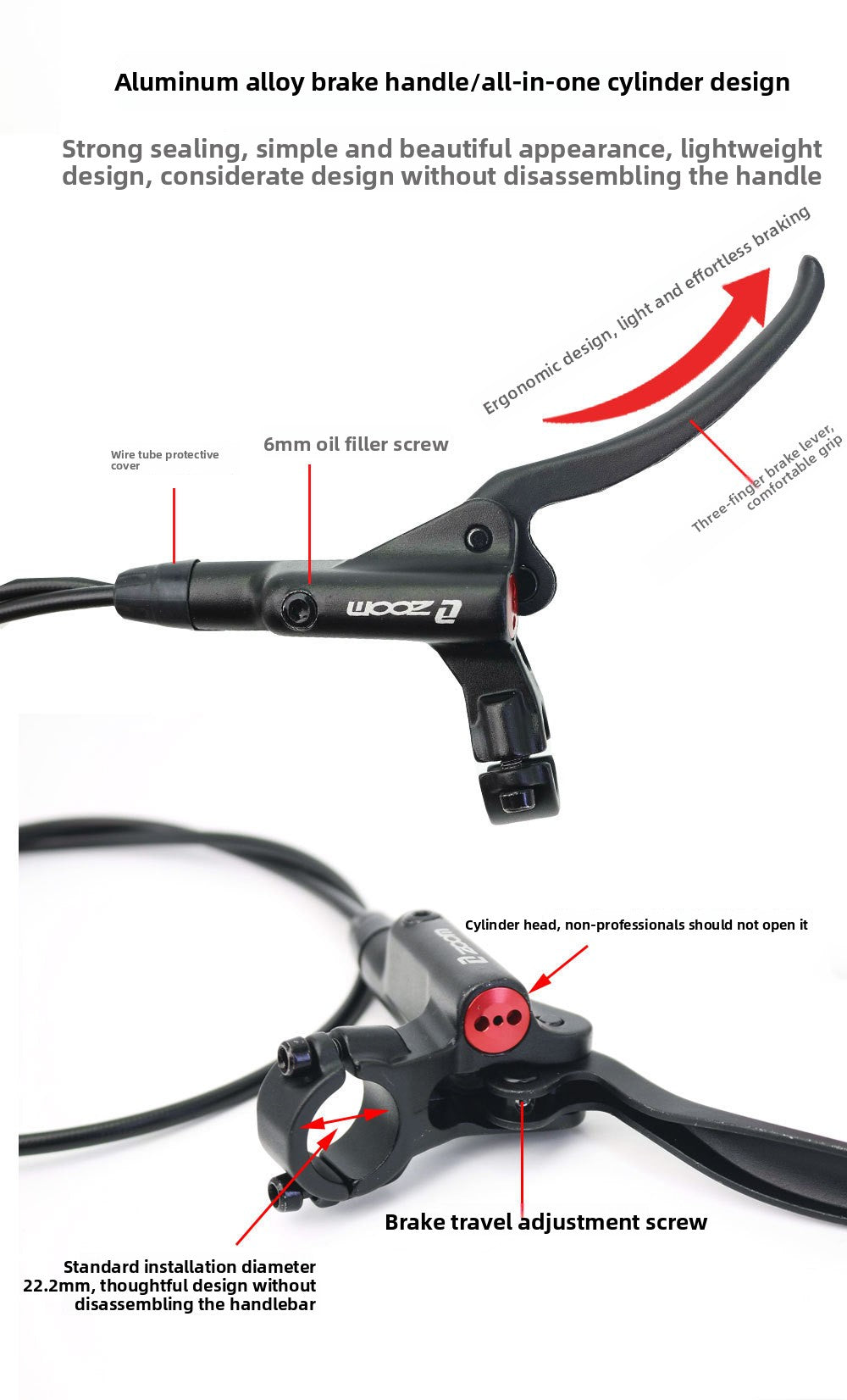 ZOOMHB876 Four-Piston Oil Brake Mountain Bike Front and Rear Oil Disc Brake Pads Disc Bilateral Brake Hydraulic Brake