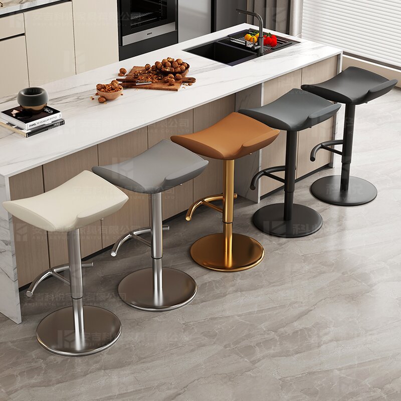Light Luxury Bar Stool Simple Modern Stainless Steel Lifting Bar Chair Home Middle Island Desk Front Desk Bar High Leg Bar Stool
