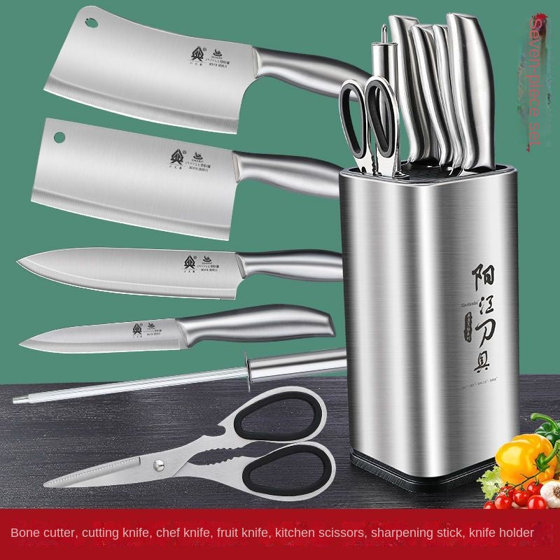 Kitchen knife household kitchen all stainless steel meat, vegetable and bone cutting 7pcs set