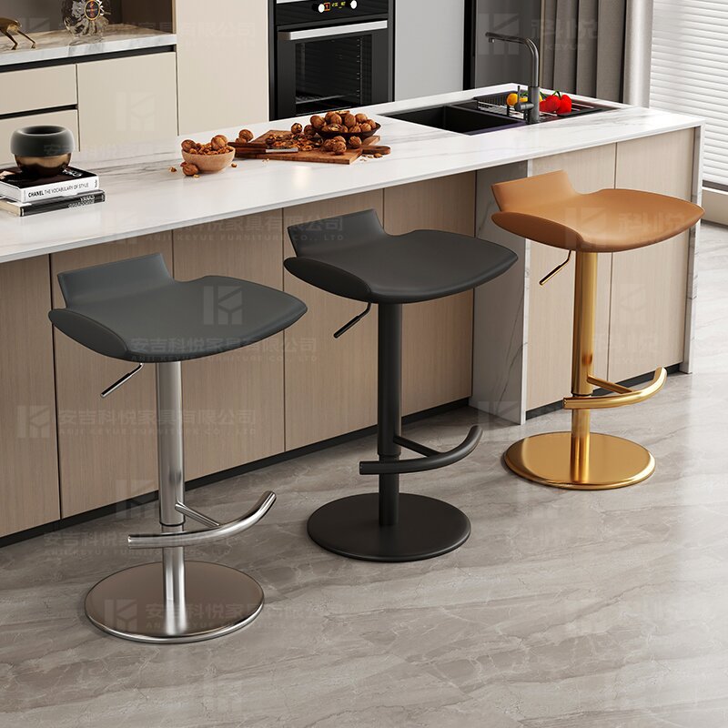 Light Luxury Bar Stool Simple Modern Stainless Steel Lifting Bar Chair Home Middle Island Desk Front Desk Bar High Leg Bar Stool