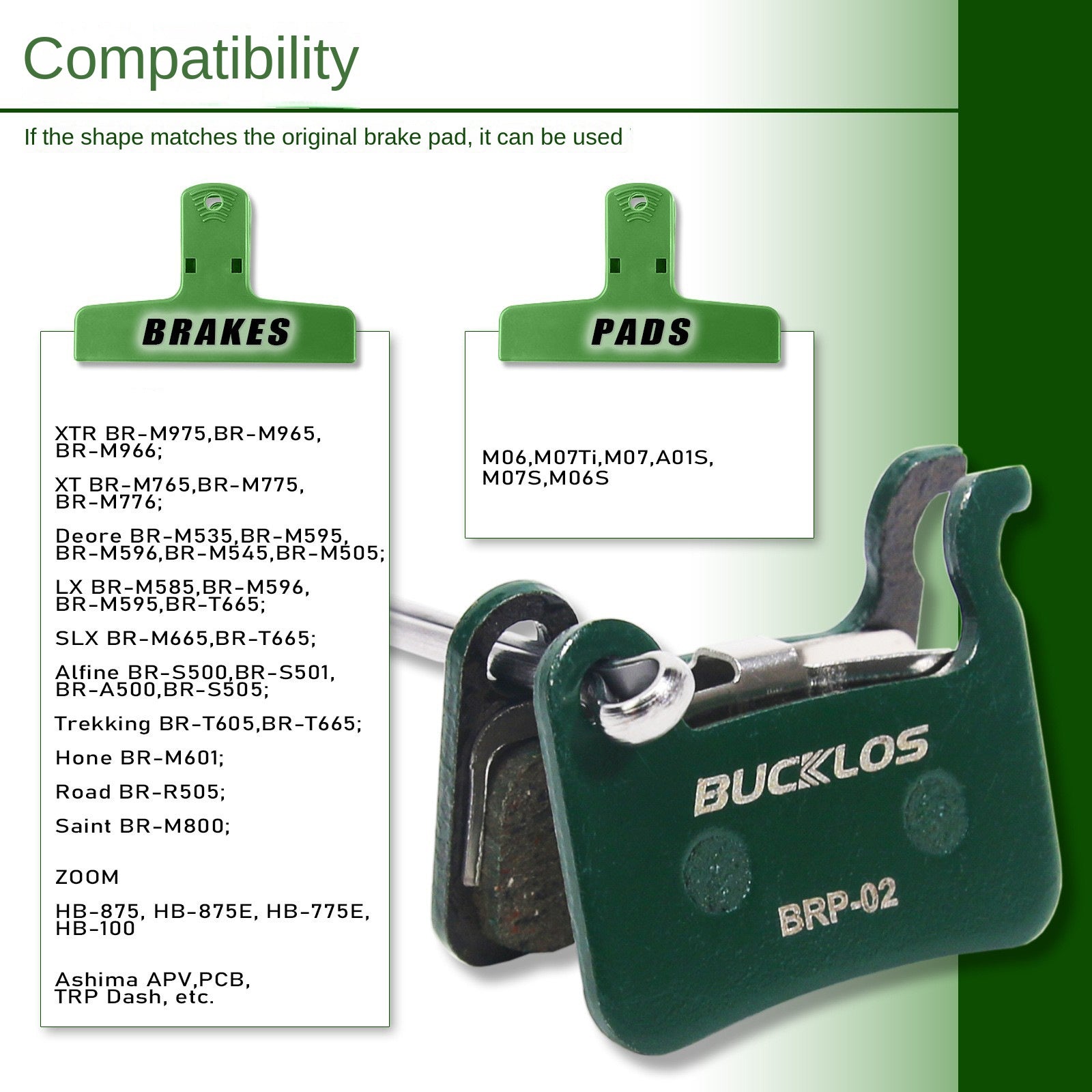 BUCKLOS Mountain Bike Cooling Pads A01S Ceramic Resin Brake Pads M06/M07 Disc Brake Blocks