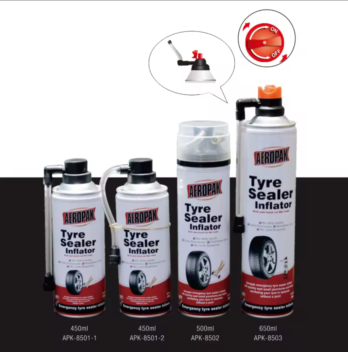 Emergency Auto Sealing No Corrosion Tyre Sealer & Inflator 450 500 650ml For Car Motorcycle Bike Tire Repair