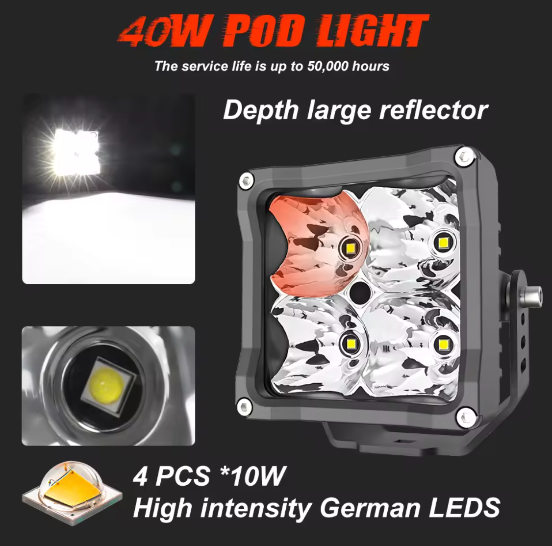 Led Driving Spot Auxiliary Light Offroad 4x4 Cube Led Off Road Fog Lamp 12v 24v 4.5 Inch Led Pods Light