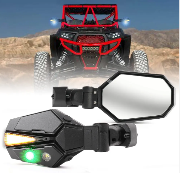 Universal UTV Rearview Lighted Mirros 1.5 2 inch Roll Bar ATV UTV Parts Polaris Accessories UTV Led Side Mirrors With Turn Light