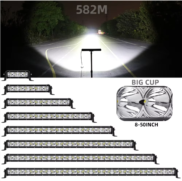 Single Row Super Bright 8" 14" 20" 26" 32" 38" 44" 50 inch Offroad Car Truck ATV UTV 4WD SUV Spot Led Light Bars