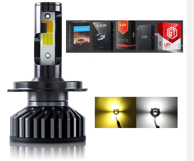 Auto Lighting System High Low Beam H13 9005 9006 LED Headlight bulb Dual Color CSP H11 H1 Auto H7 H4 Car COB Led Headlight F2