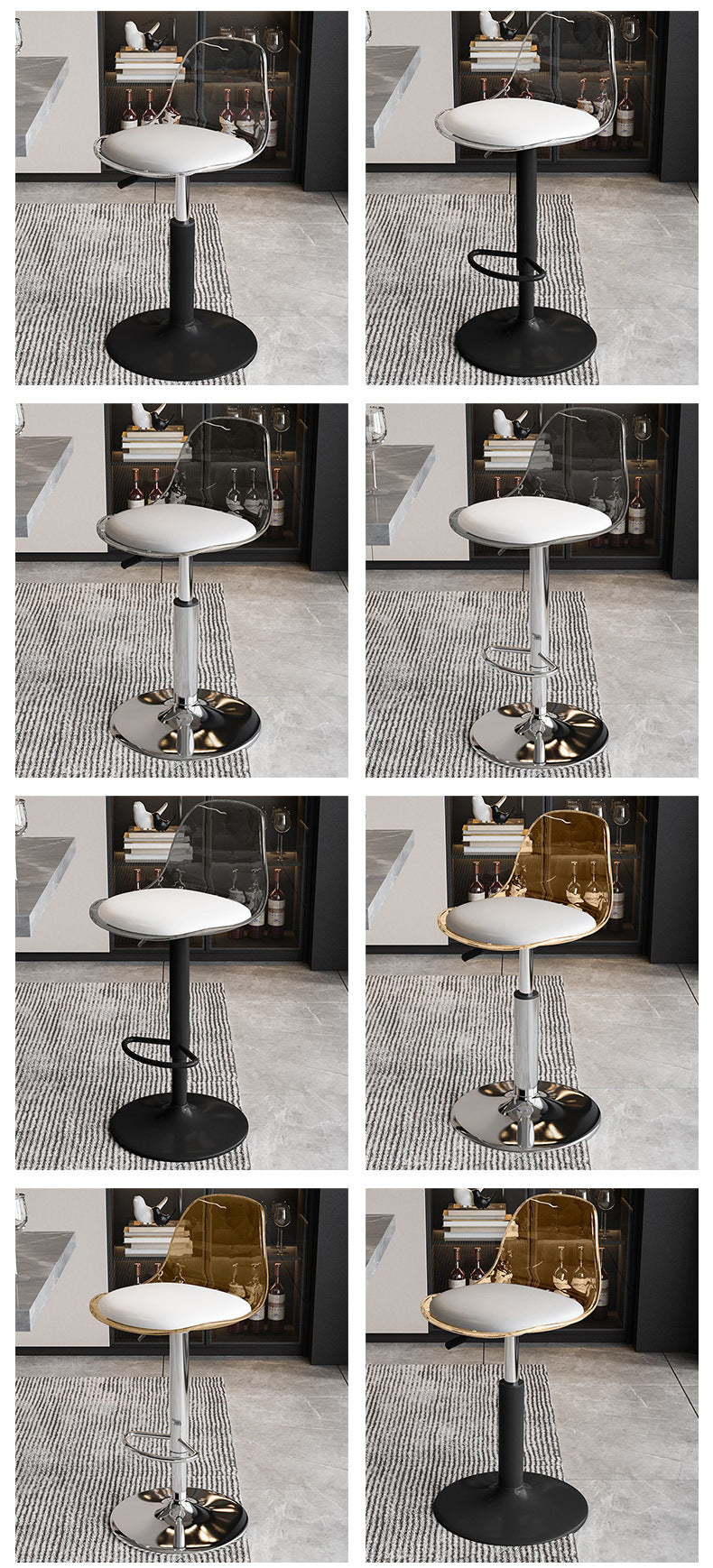 Bar Stool Light Luxury Acrylic Transparent Bar Chair Adjustable Rotating Home High Stool Company Front Desk Bar Chair