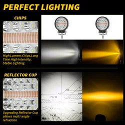 2023 New Round Amber DRL 4 Inch 24V 12 volt 34LEDs Led Work Lamp for Tractors