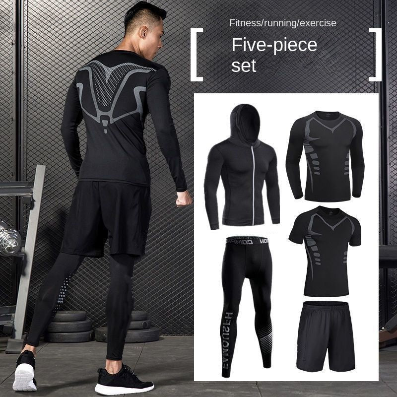 Fitness Suit Men's High Elastic Workout Clothes Basketball Running Sports Bodysuit Quick-Drying Clothes Training Clothes Gym