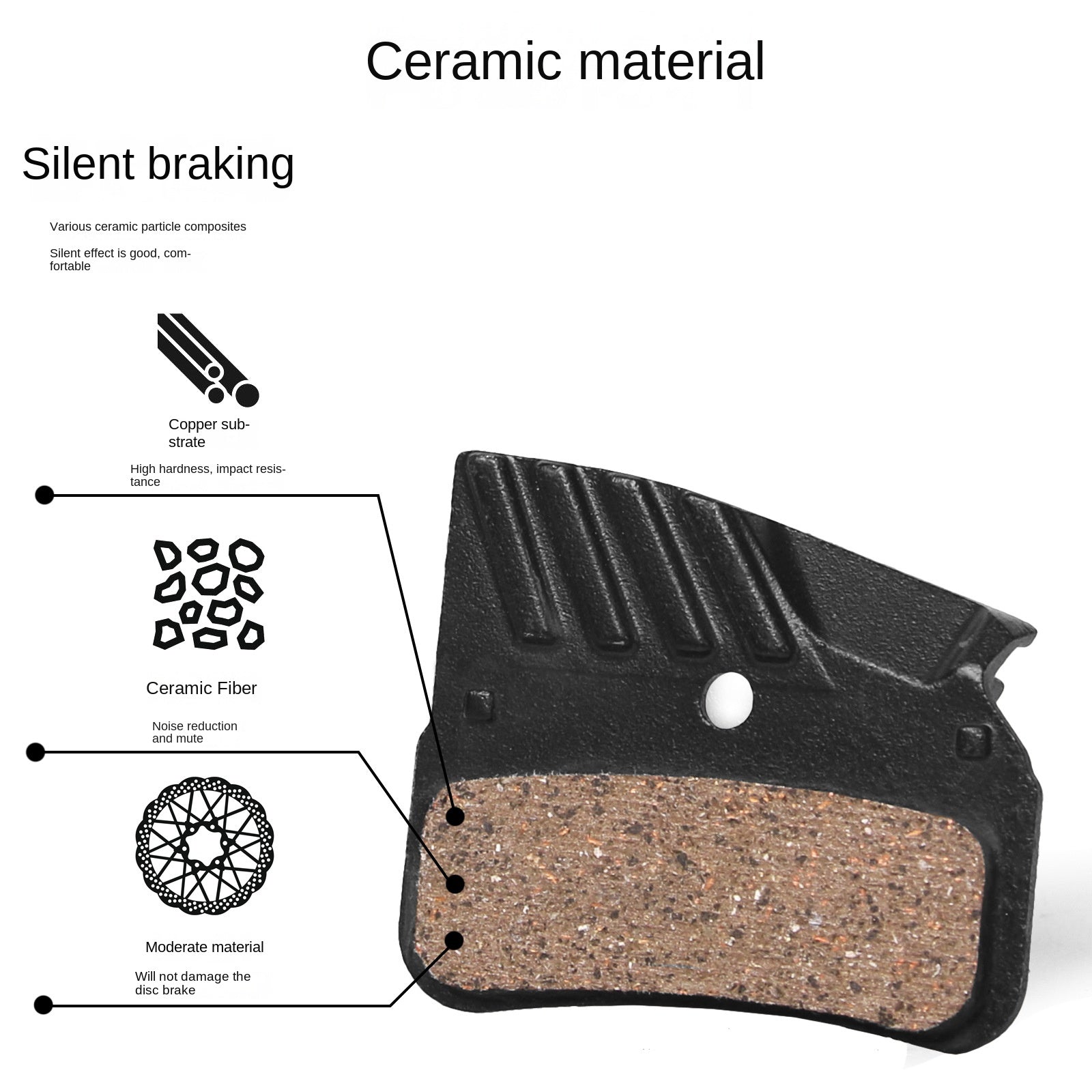 BUCKLOS Mountain Bike Brake Pads Ceramic Cooling Disc Brake Pads N03A/N04C/L05A/J04C