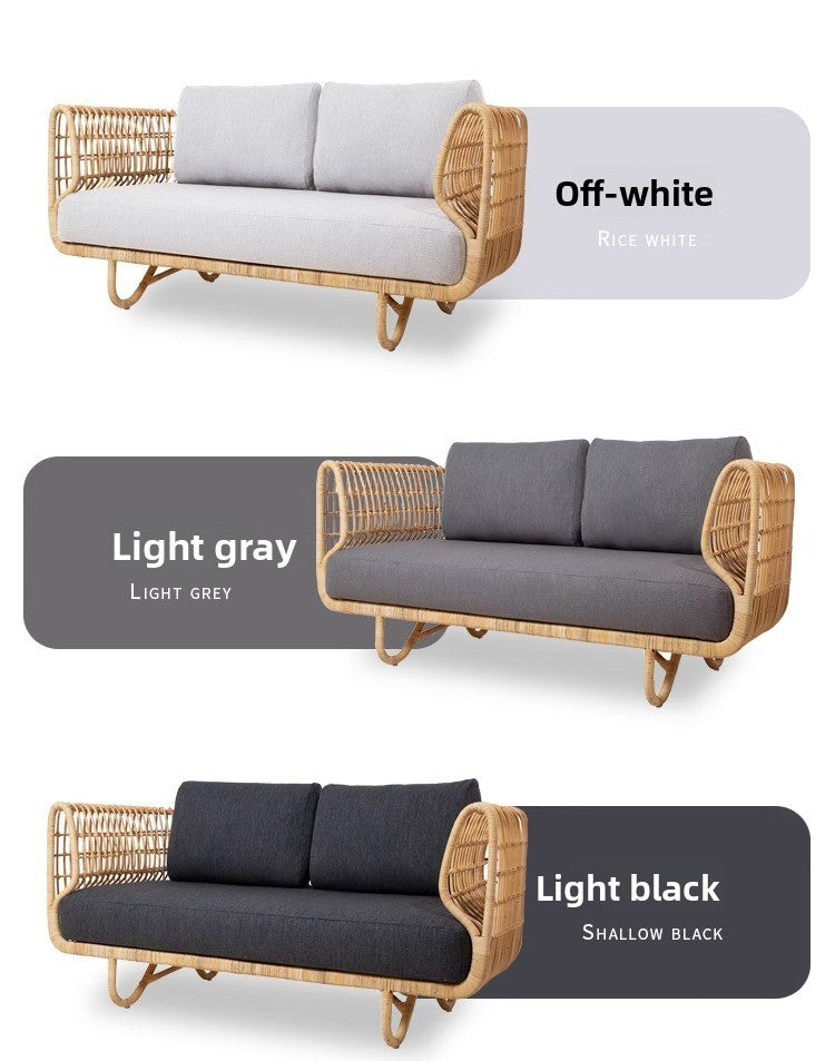 Outdoor Rattan Sofa and Coffee Table Set for Courtyard Garden Terrace Leisure Woven Rattan Chair Outdoor Waterproof Sunproof Sofa