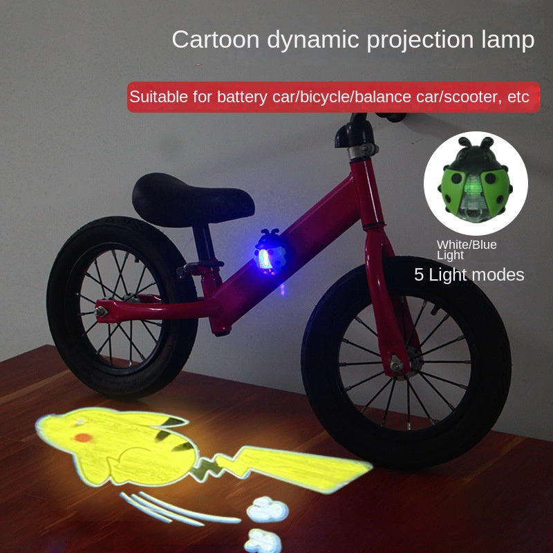 Bicycle Light Balance Bike (for Kids) USB Charging Waterproof Decorative Light Cartoon Projection Lamp Mountain Bike Taillight