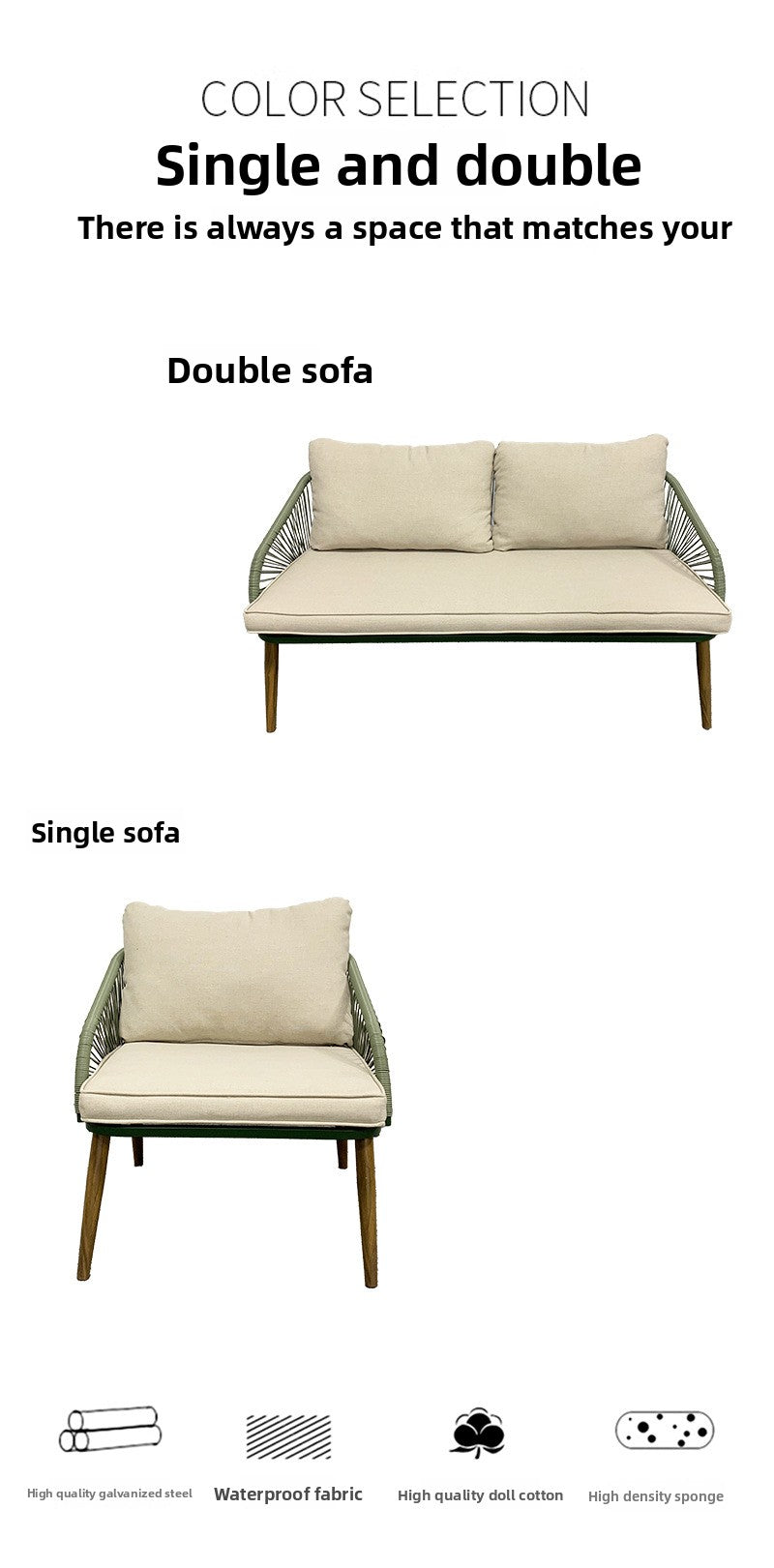 PE Imitation Rattan Sofa Coffee Table and Chair Set Waterproof Sunproof Insectproof Villa Courtyard Balcony Outdoor Leisure Sofa