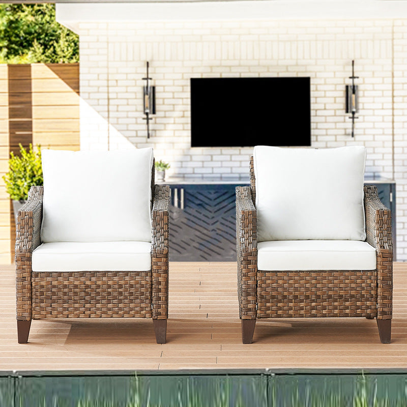 Cross-Border Outdoor Rattan Sofa Set Courtyard Combination Sunproof Waterproof Three-Person Rattan Chair Outdoor Furniture Garden Sofa