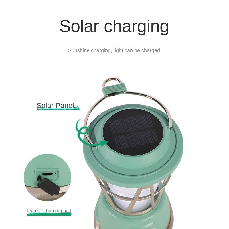 2022 New Outdoor Type-c Charging LED Ambient Light Camping Horse Lamps Retro Solar Energy Camping Lights