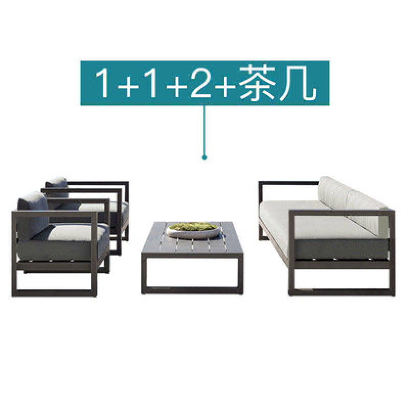 Outdoor Sofa for Courtyard Garden, Simple Modern Waterproof and Sunproof Aluminum Alloy Balcony Sofa, Outdoor Terrace Sofa