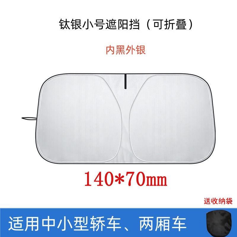 Car Heat Insulation Sunshade Front Windshield Titanium Silver Coated Sunshade Sun Protection Sunshade Curtain Summer Car Sunshade Umbrella