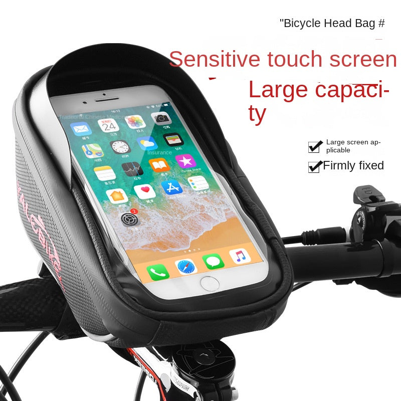 Bicycle Bag Mountain Bike Waterproof Touch Screen Phone Bag Pu with Baffle Handlebar Bag Mobile Phone Stand Bag