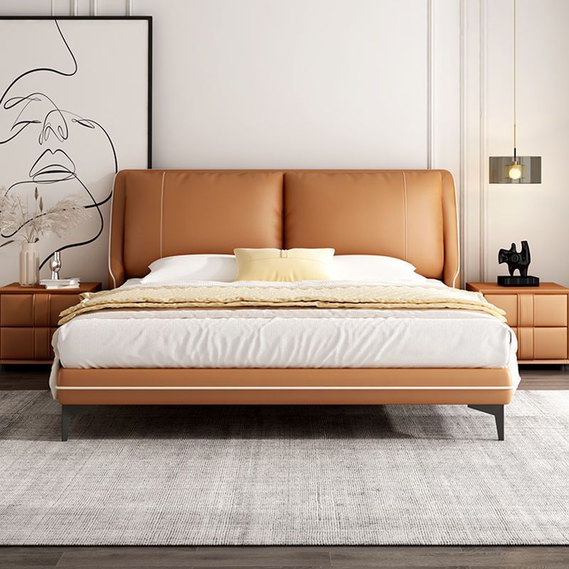 Feimashi Leather Bed Modern Minimalist Leather Bed Advanced Bedroom New Small Apartment Marriage Bed 1.5 M Double Bed