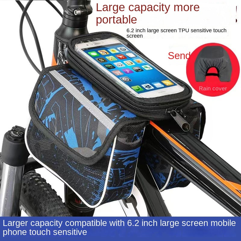 Bicycle Bag Touch Screen Bag Upper Tube Bag Waterproof Saddle Bag Mountain Bike Front Beam Bag Cycling Fixture and Fitting Storage Bag