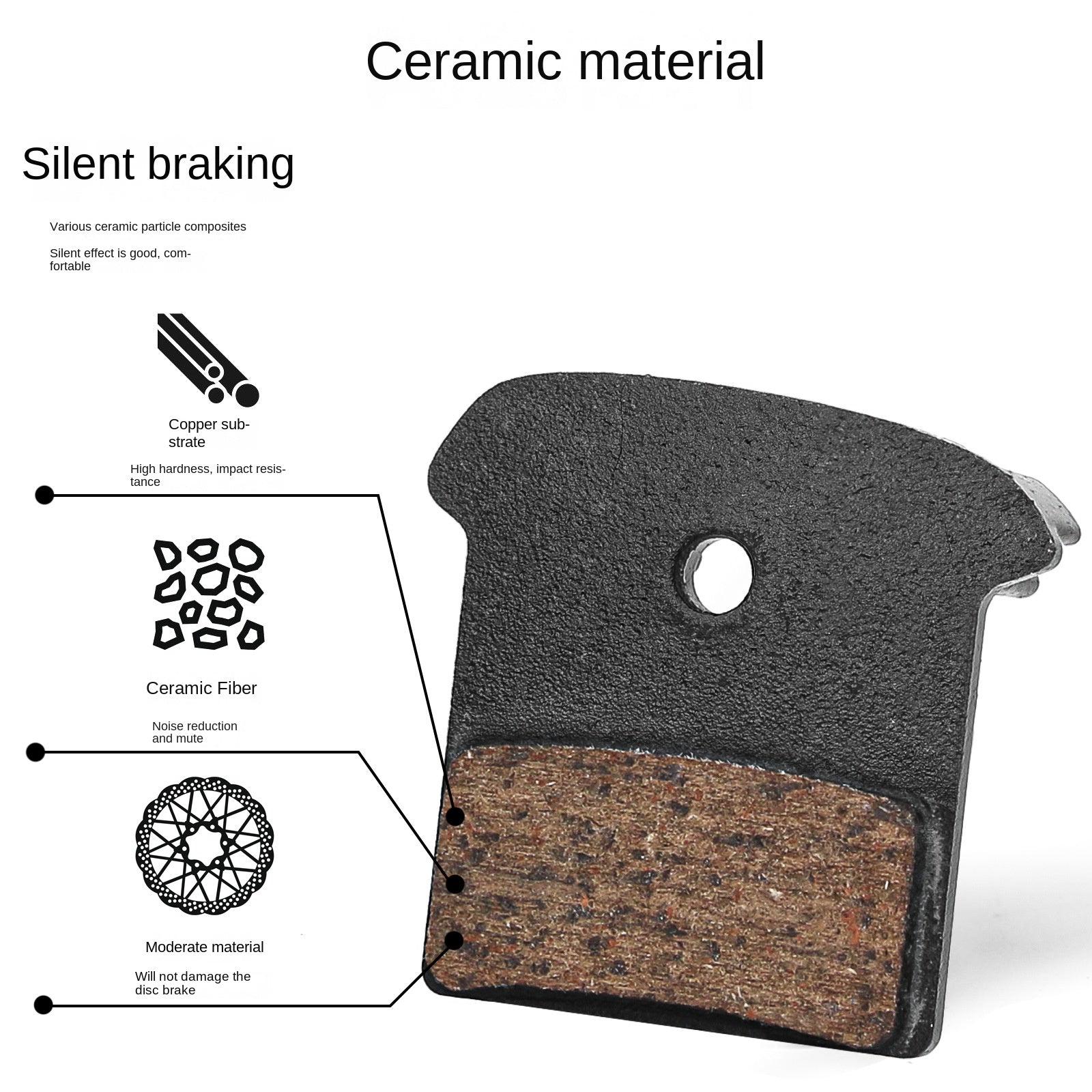 BUCKLOS Mountain Bike Brake Pads Ceramic Cooling Disc Brake Pads N03A/N04C/L05A/J04C