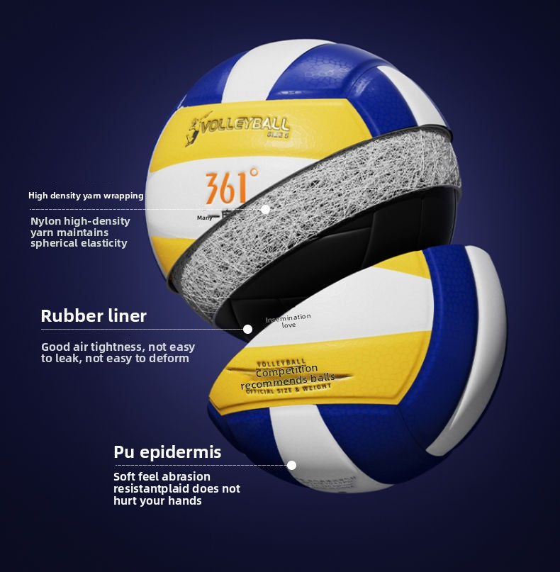 361 Degree Leather Volleyball No. 5 PU High Elasticity Non-Hand-Hurting Training Physical Exam Soft Volleyball Special for High School Entrance Exam Students Competition
