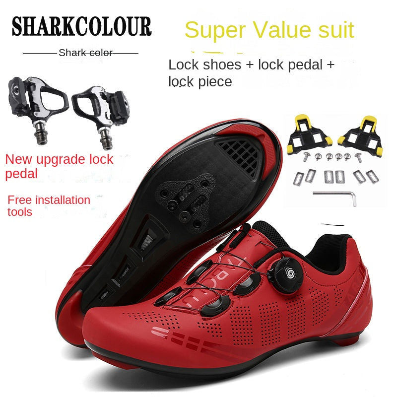 Road Lock Shoes Suit Professional Lock-Free Riding Shoes Men's and Women's Riding Shoes Mountain Lock Shoes Suit Cycling Shoes
