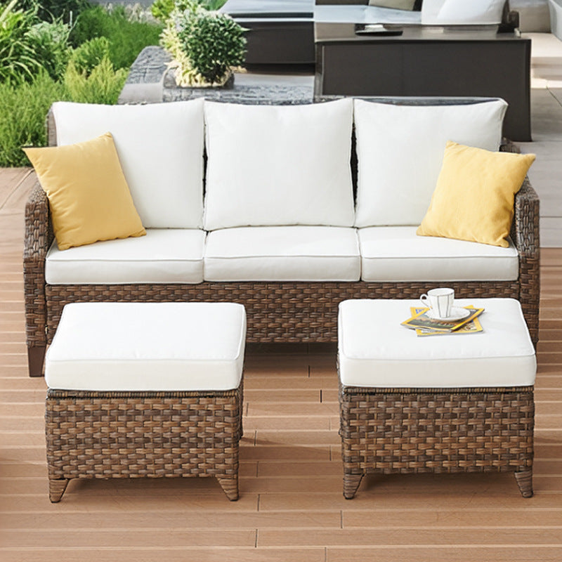 Cross-Border Outdoor Rattan Sofa Set Courtyard Combination Sunproof Waterproof Three-Person Rattan Chair Outdoor Furniture Garden Sofa